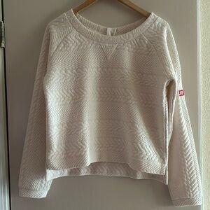 Prana Cream Quilted-Texture Crew Neck Pullover